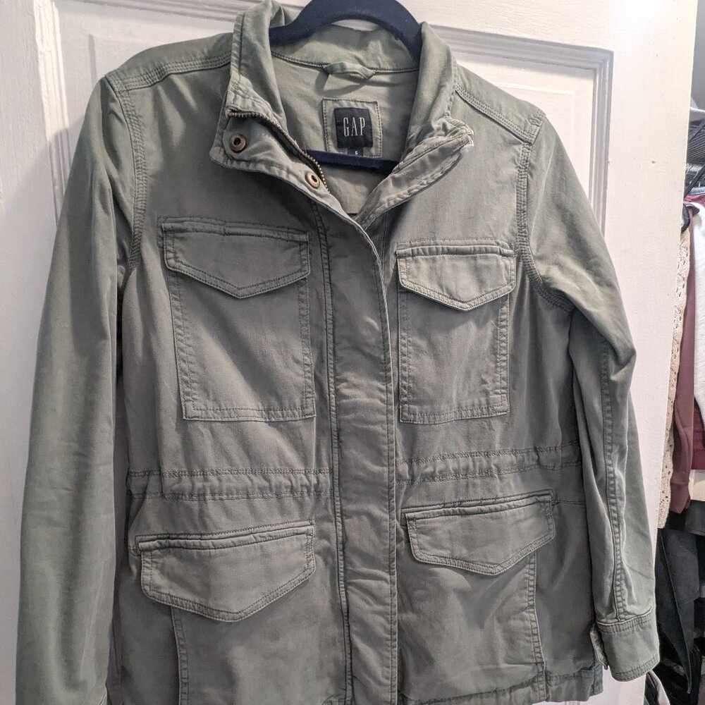 Gap Olive Green Cargo Utility Jacket - image 1